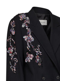 Dries Van Noten Women Black Wool Barrysta Double-Breasted Embroidered Jacket