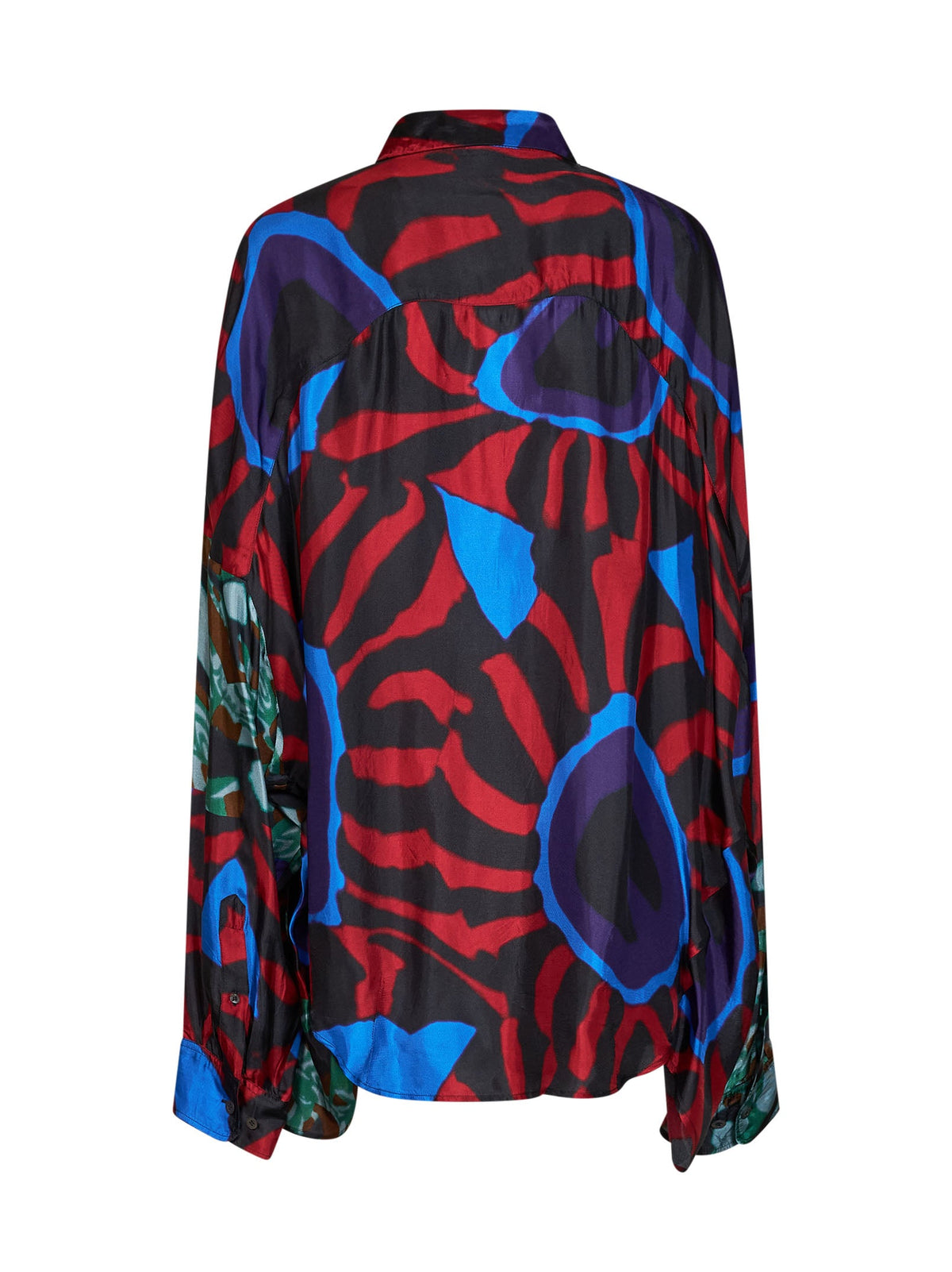 Dries Van Noten Women Red Marbled Clay-Print Fluid Twill Casia Cocoon Shirt
