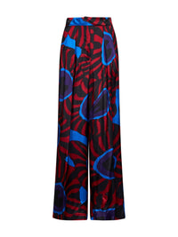Dries Van Noten Women Red Marbled Clay-Print Twill Pamplona Wide Trousers