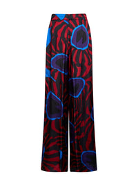 Dries Van Noten Women Red Marbled Clay-Print Twill Pamplona Wide Trousers