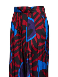 Dries Van Noten Women Red Marbled Clay-Print Twill Pamplona Wide Trousers