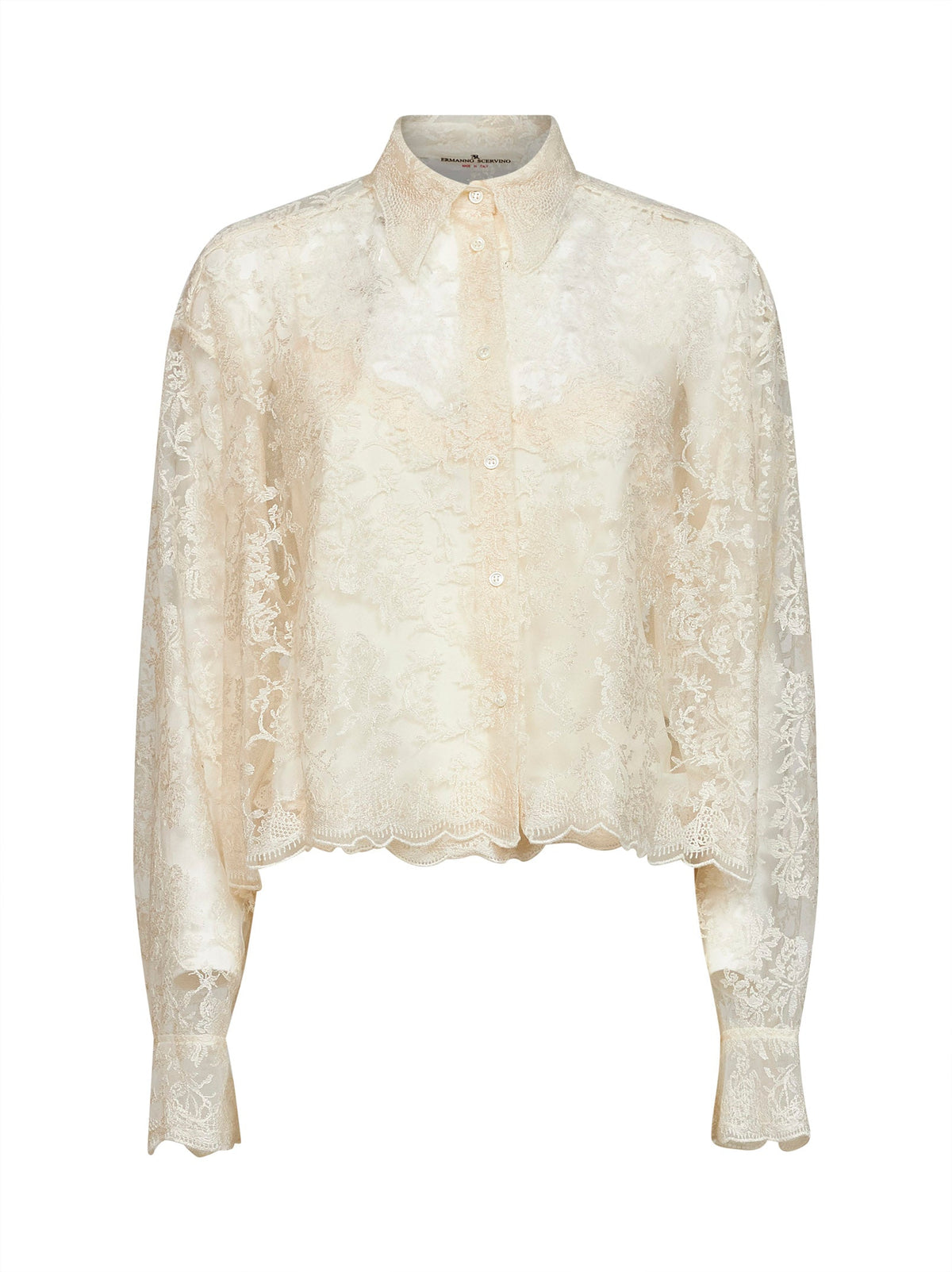 Ermanno Scervino Women Ivory Embroidered Tulle Shirt With Matching Top