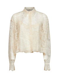 Ermanno Scervino Women Ivory Embroidered Tulle Shirt With Matching Top