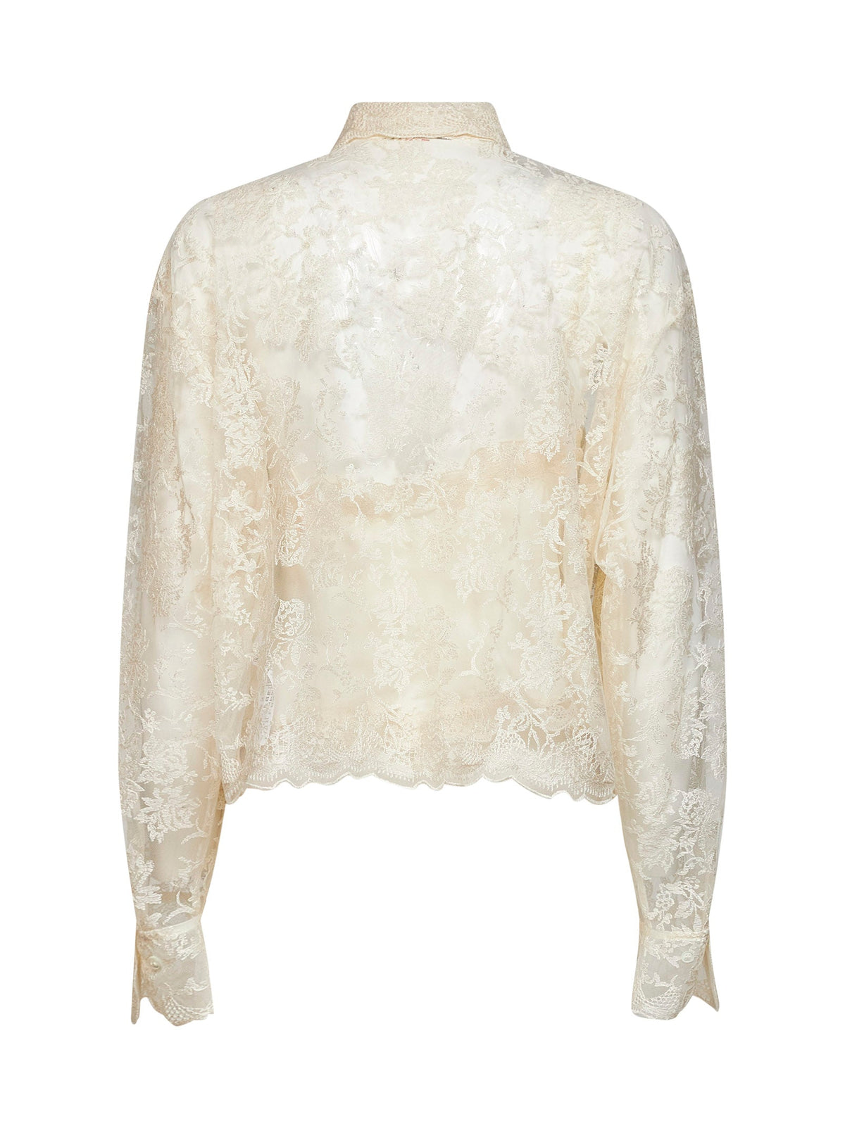 Ermanno Scervino Women Ivory Embroidered Tulle Shirt With Matching Top