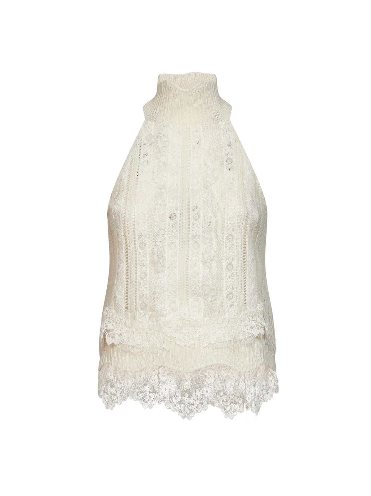 Ermanno Scervino Women Pink Cashmere Knit And Valencienne Lace Top