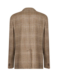 Etro Men Beige Prince Of Wales Wool Single-Breasted Blazer