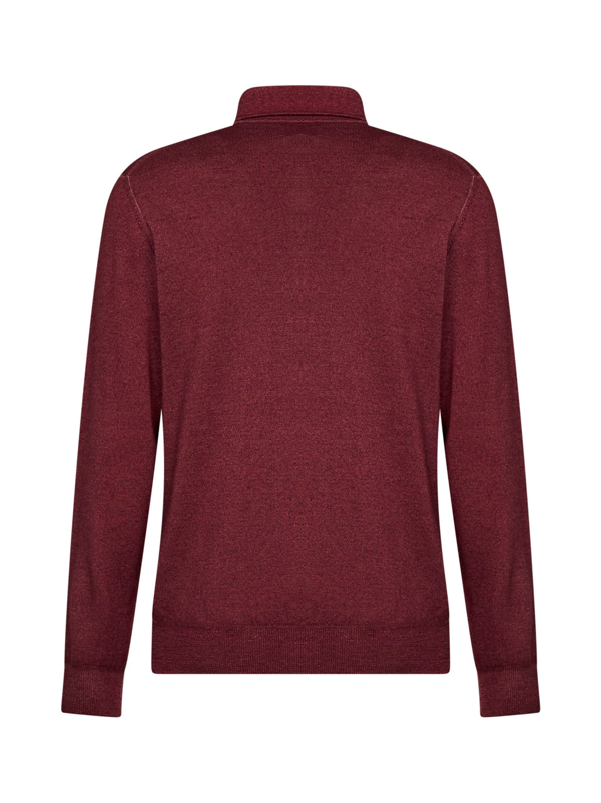 Etro Men Burgundy Two-Tone Wool Knit Logo-Embroidered Polo Shirt