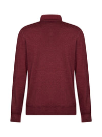 Etro Men Burgundy Two-Tone Wool Knit Logo-Embroidered Polo Shirt