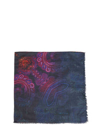 Etro Women Blue Modal And Cashmere Shawl With Dégradé Pattern