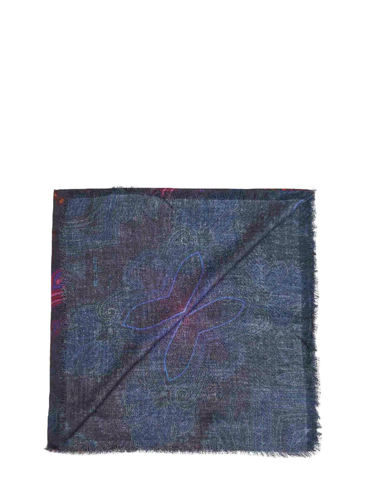 Etro Women Blue Modal And Cashmere Shawl With Dégradé Pattern