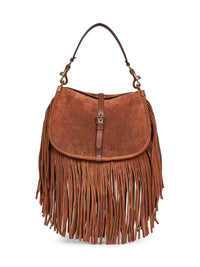 Etro Women Camel Medium Pony Shoulder Bag With Fringes