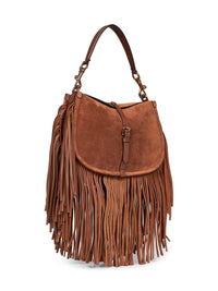 Etro Women Camel Medium Pony Shoulder Bag With Fringes