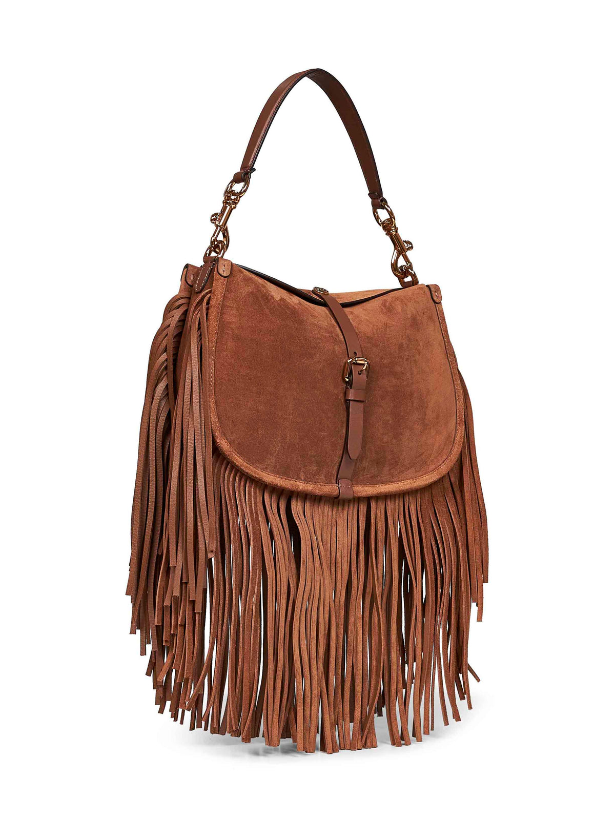Etro Women Camel Medium Pony Shoulder Bag With Fringes