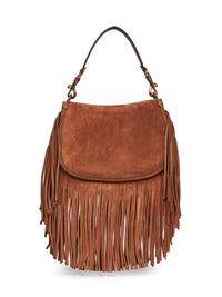Etro Women Camel Medium Pony Shoulder Bag With Fringes