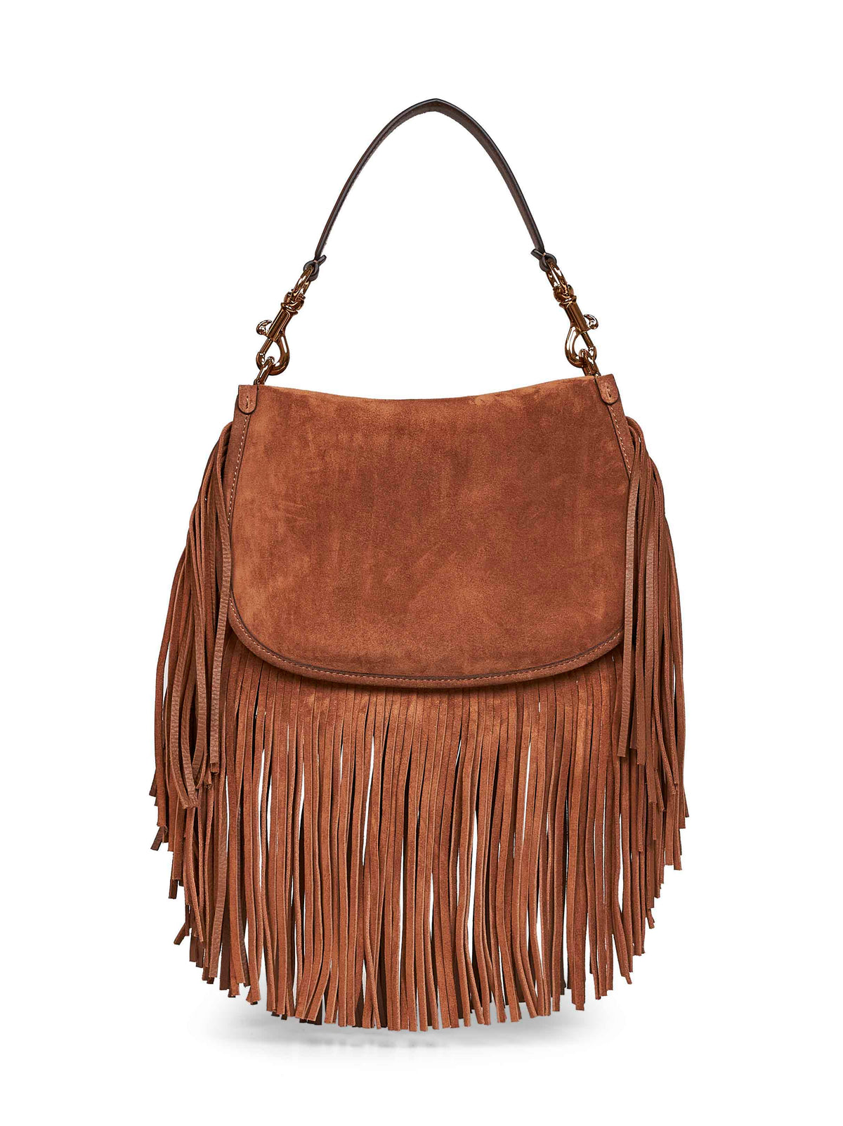 Etro Women Camel Medium Pony Shoulder Bag With Fringes