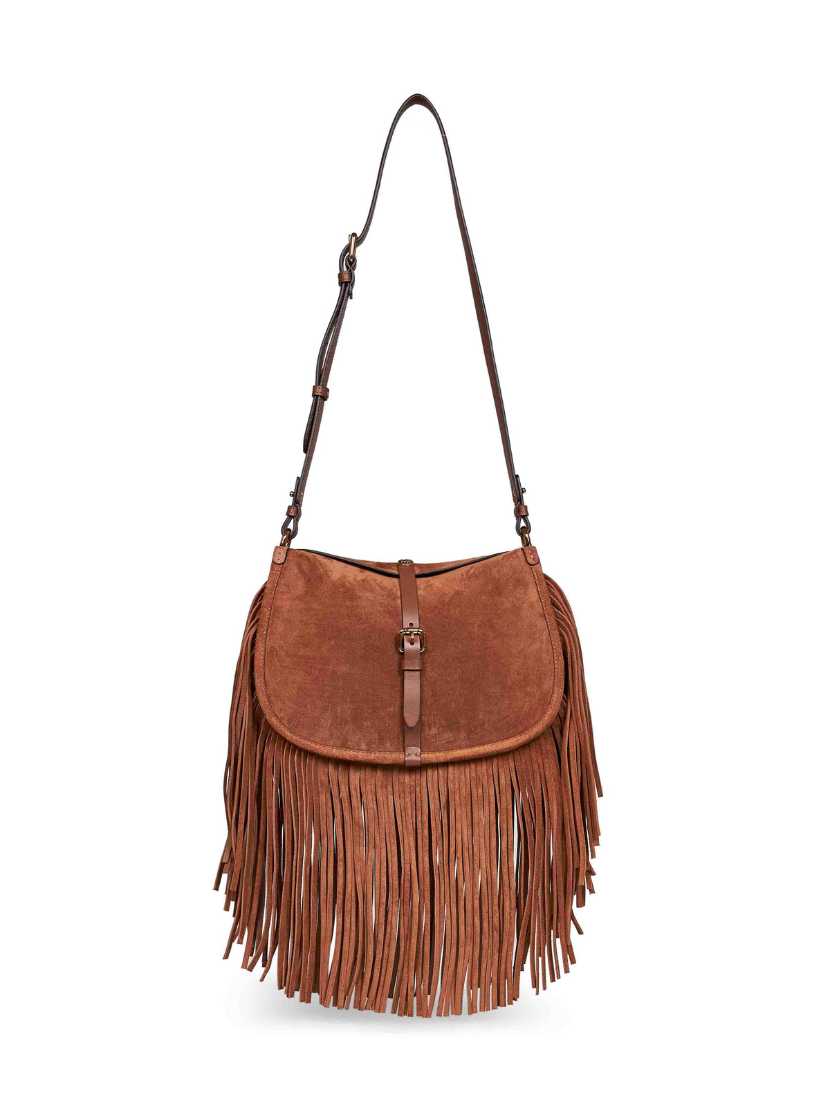 Etro Women Camel Medium Pony Shoulder Bag With Fringes