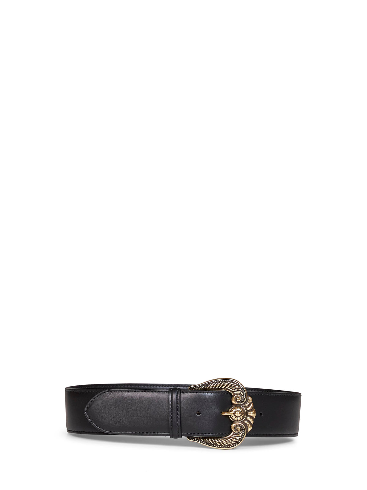 Etro Women Black Leather Belt With Paisley Buckle