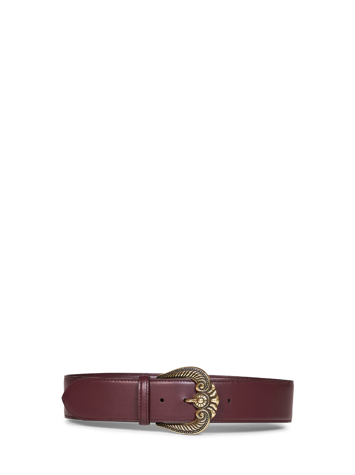 Etro Women Burgundy Leather Belt With Paisley Buckle