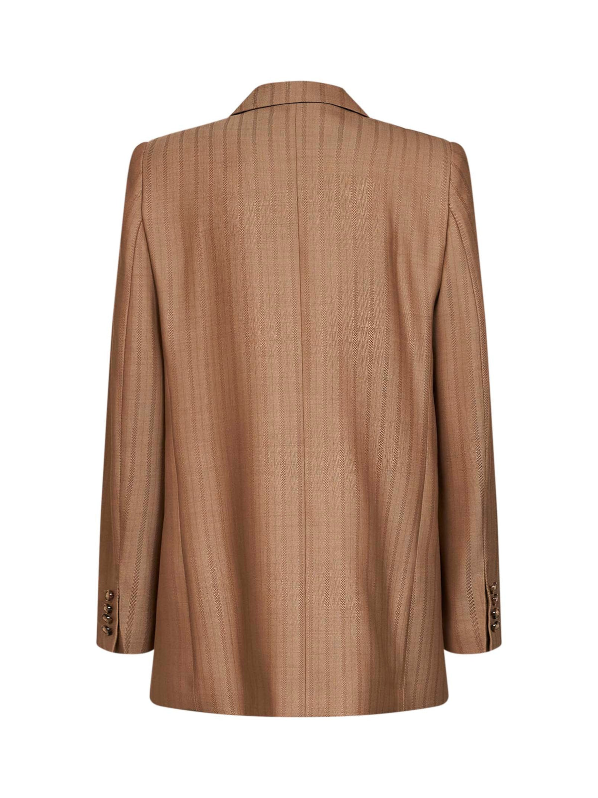 Etro Women Camel Striped Wool Jacquard Double-Breasted Blazer