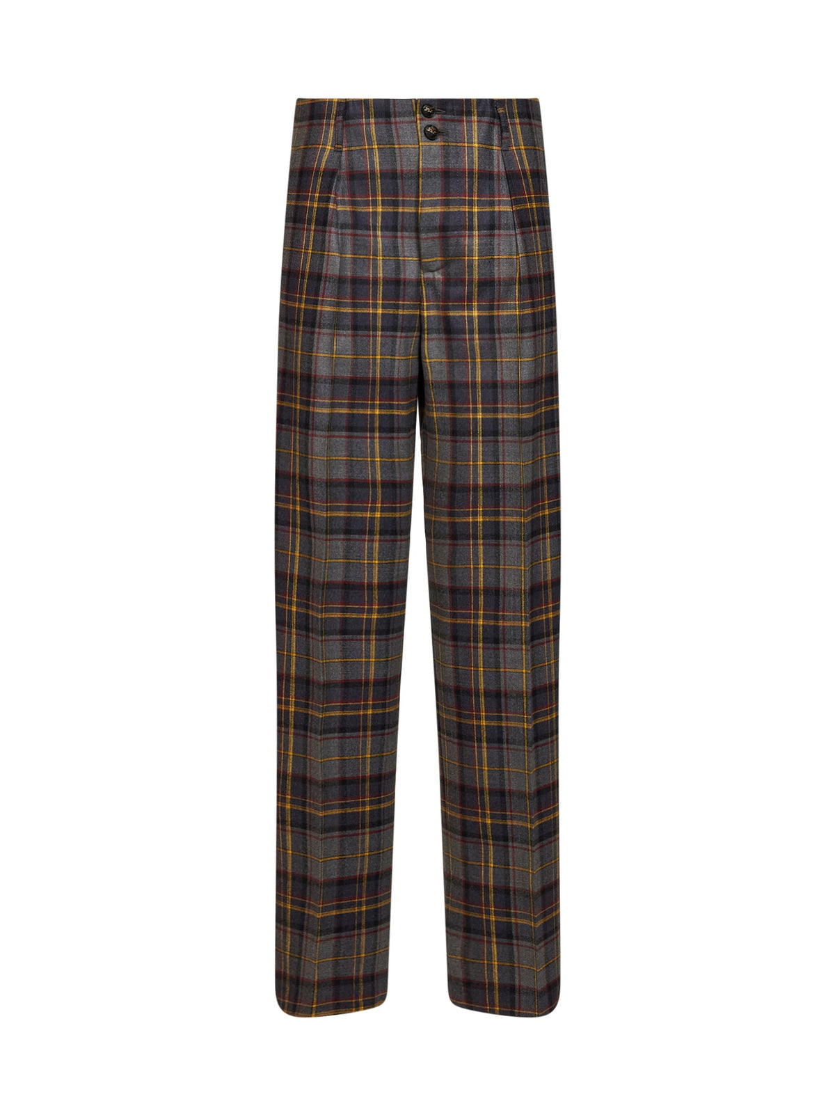 Etro Women Grey Check-Pattern Stretch Wool Trousers