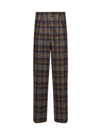 Etro Women Grey Check-Pattern Stretch Wool Trousers