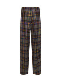 Etro Women Grey Check-Pattern Stretch Wool Trousers