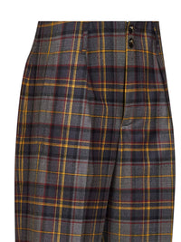 Etro Women Grey Check-Pattern Stretch Wool Trousers