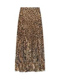 Etro Women Beige Printed Stretch Sablé Long Pleated Skirt
