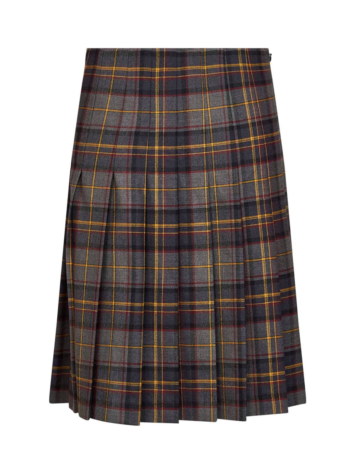 Etro Women Grey Stretch Wool Plaid Pleated Short Skirt