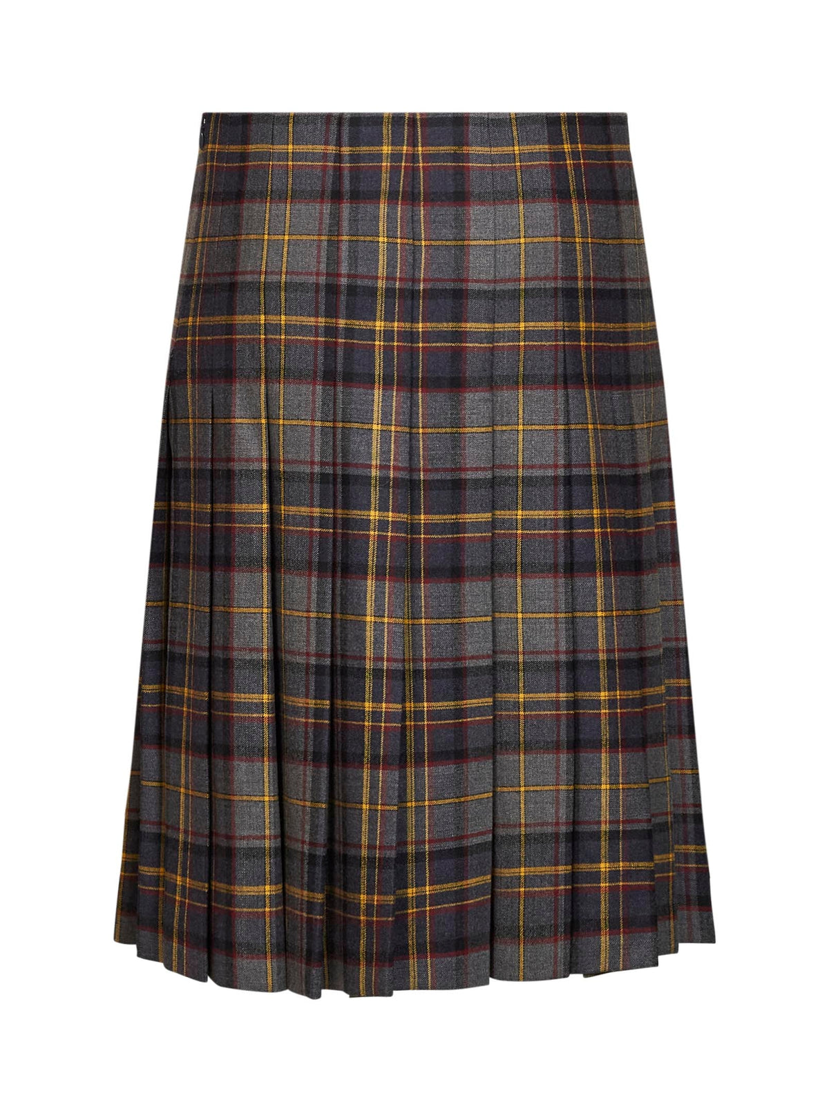 Etro Women Grey Stretch Wool Plaid Pleated Short Skirt