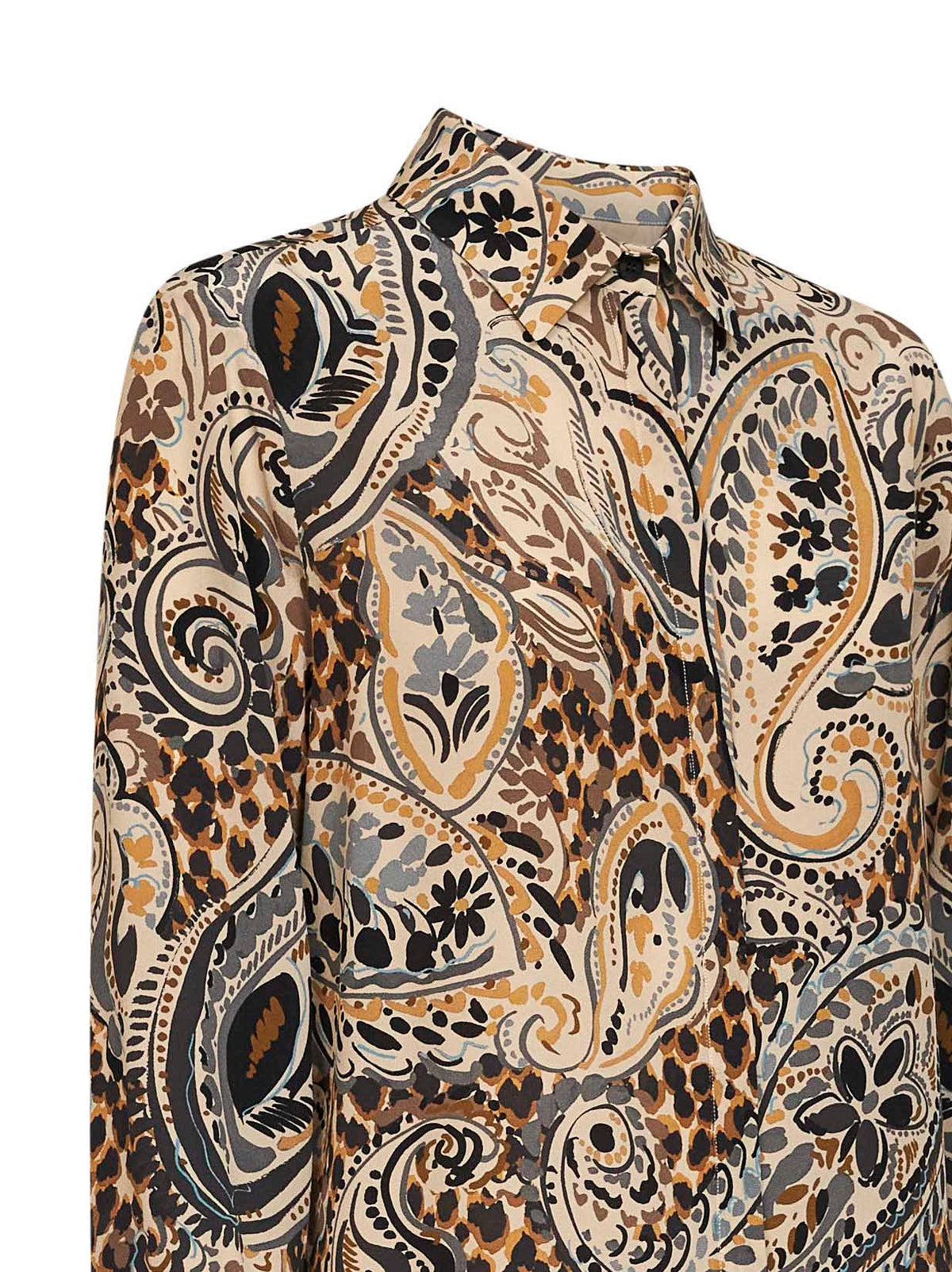 Etro Women Beige Printed Silk Long Shirt