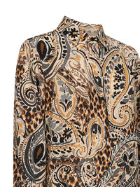 Etro Women Beige Printed Silk Long Shirt