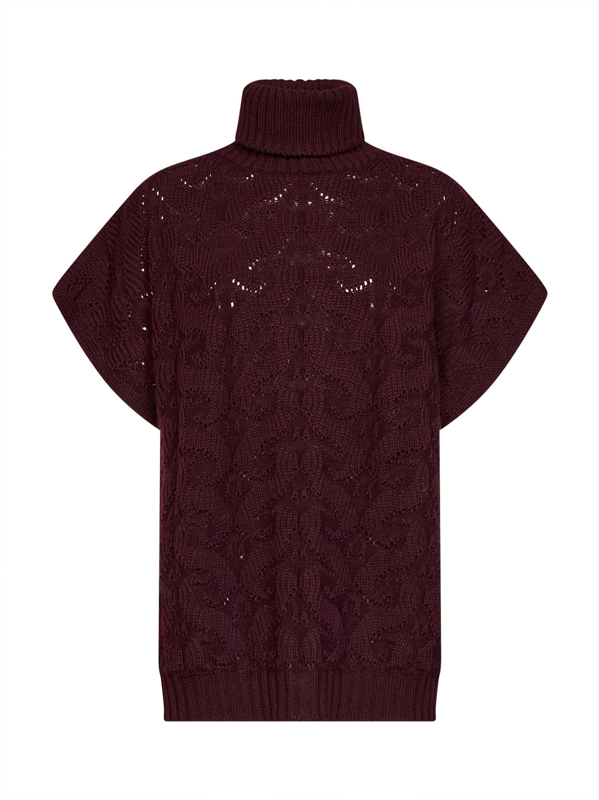 Etro Women Burgundy Paisley-Pattern Stitch Knit Turtleneck Sweater