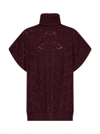 Etro Women Burgundy Paisley-Pattern Stitch Knit Turtleneck Sweater