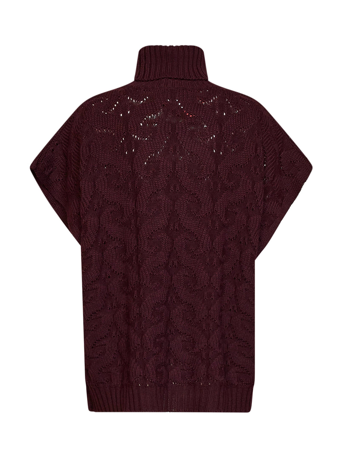 Etro Women Burgundy Paisley-Pattern Stitch Knit Turtleneck Sweater