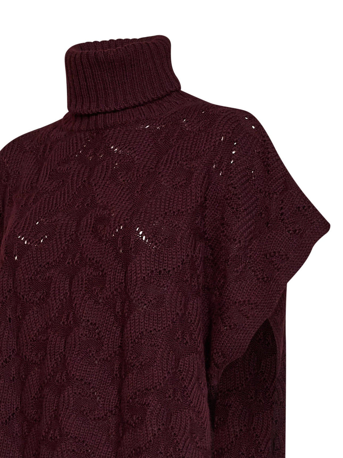 Etro Women Burgundy Paisley-Pattern Stitch Knit Turtleneck Sweater