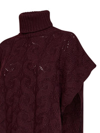 Etro Women Burgundy Paisley-Pattern Stitch Knit Turtleneck Sweater
