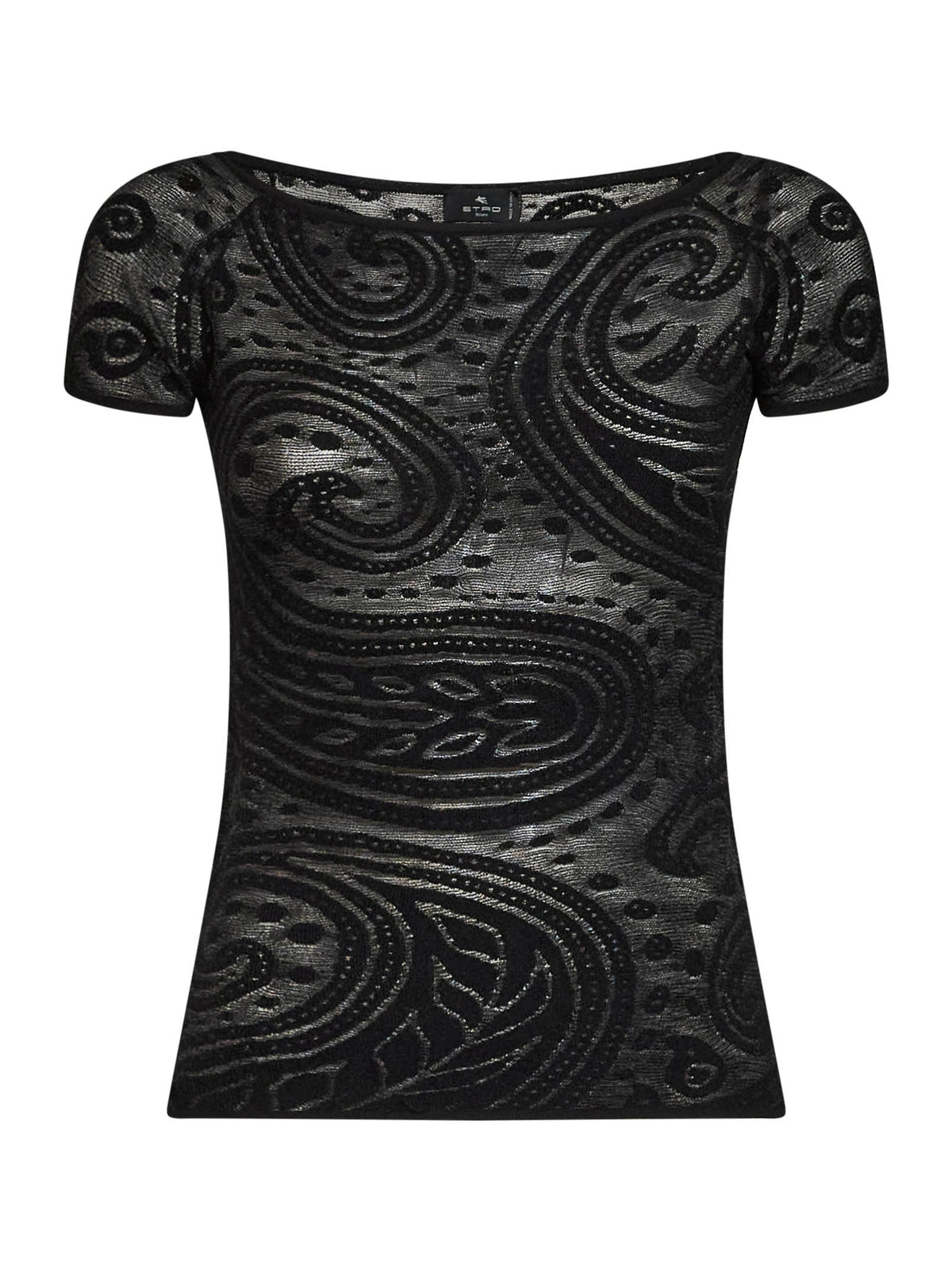 Etro Women Black Paisley Jacquard Knit Off-The-Shoulder Top