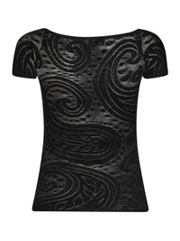 Etro Women Black Paisley Jacquard Knit Off-The-Shoulder Top