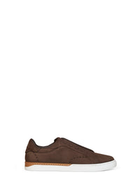 Fendi Men Brown Nubuck Fendi City Low-Top Sneakers