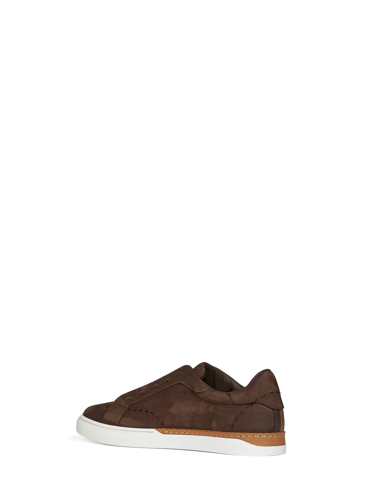 Fendi Men Brown Nubuck Fendi City Low-Top Sneakers