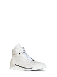 Fendi Men White Leather Fendi Fender High-Top Sneakers