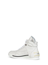 Fendi Men White Leather Fendi Fender High-Top Sneakers