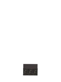 Fendi Men Tobacco Brown Ff Jacquard Card Holder