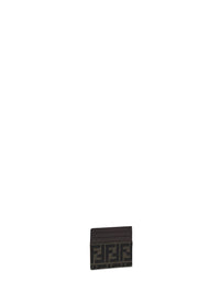Fendi Men Tobacco Brown Ff Jacquard Card Holder