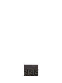 Fendi Men Tobacco Brown Ff Jacquard Card Holder