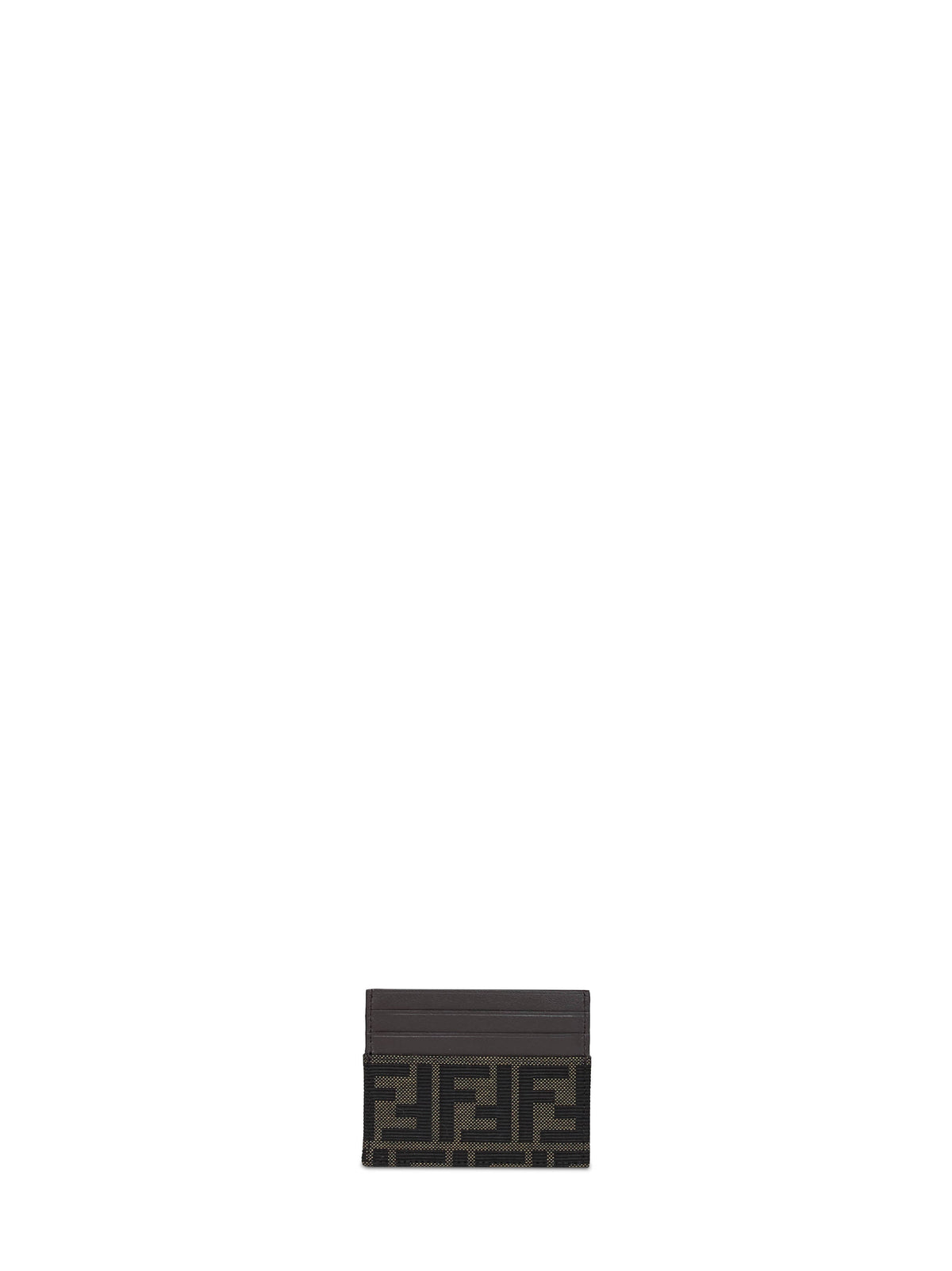 Fendi Men Tobacco Brown Ff Jacquard Card Holder