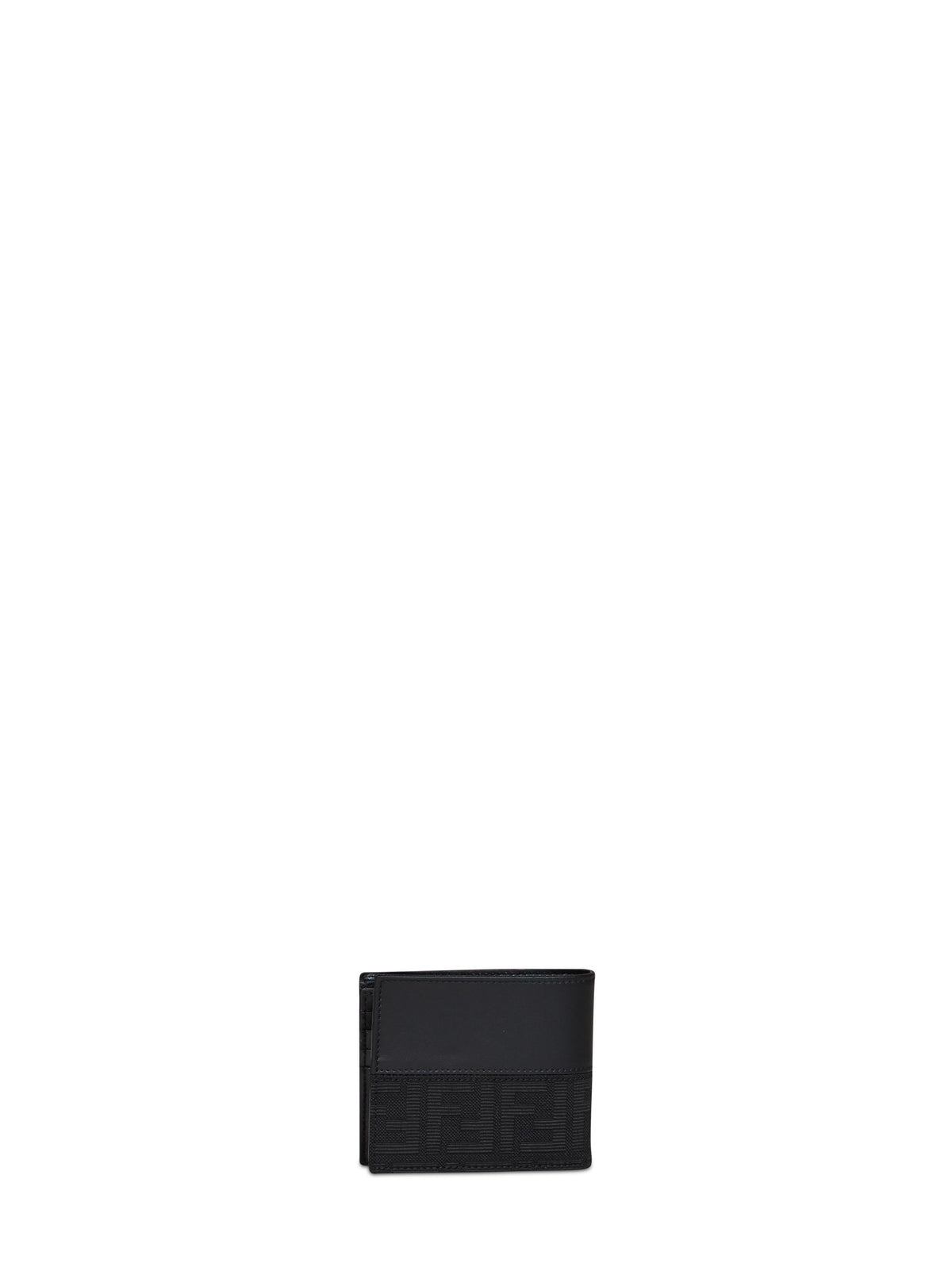 Fendi Men Black Ff Jacquard Bi-Fold Wallet