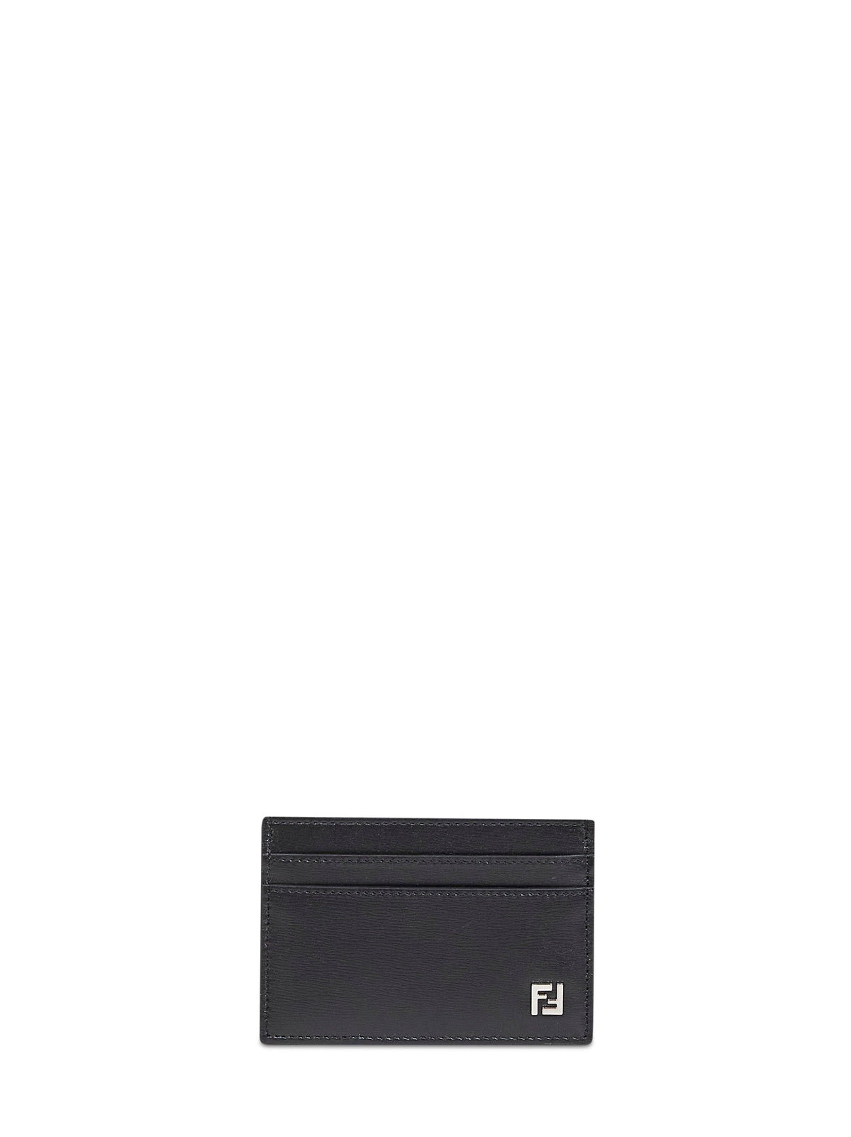 Fendi Men Black Leather Slim Squared Ff Card Holder