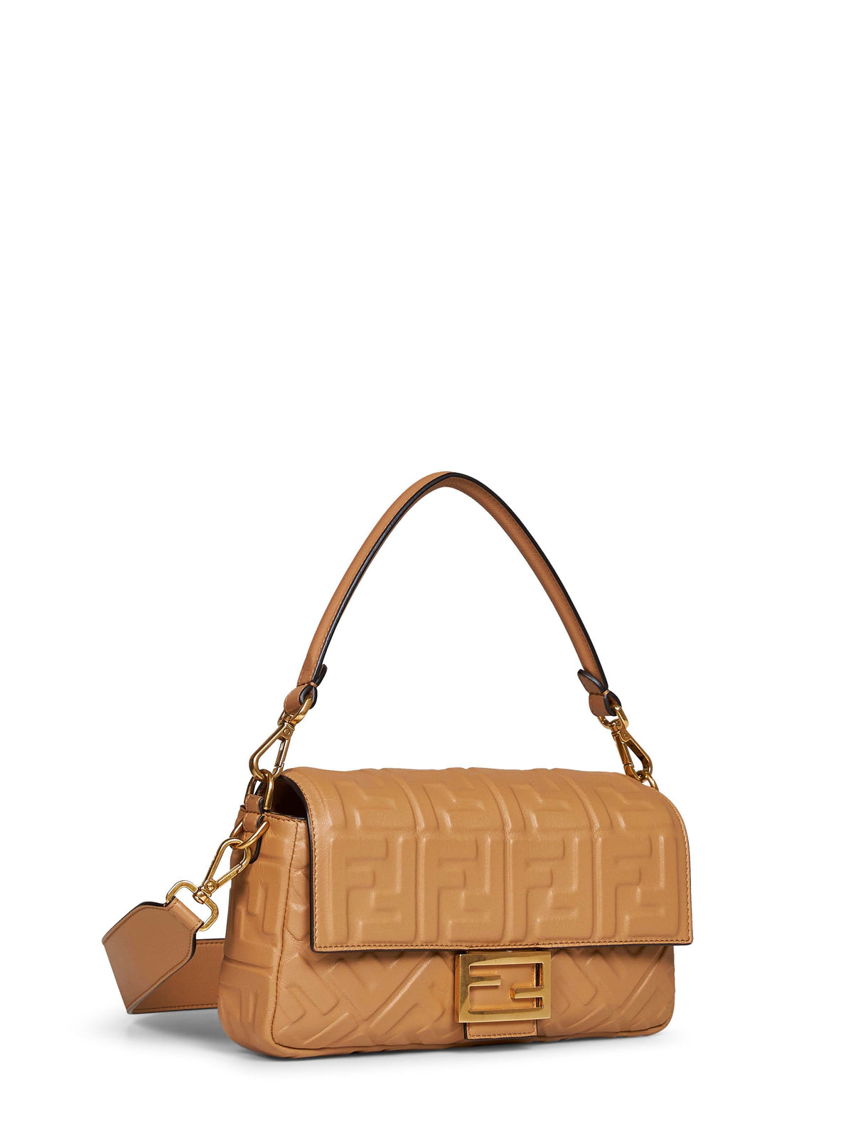 Fendi Women Beige Baguette Shoulder Bag
